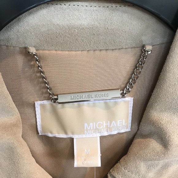 MICHAEL MICHAEL KORS Suede Leather Crop Jacket Khaki color Size M - Picture 5 of 10